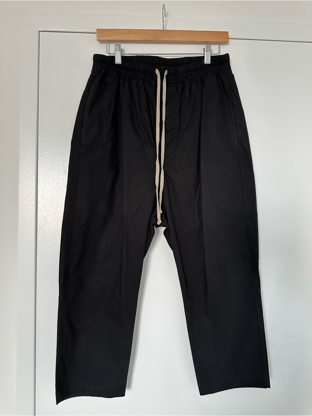 Rick Owens Black Drawstring Chinos with Contrast Cord